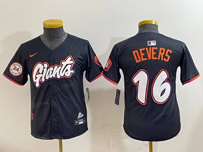 Men 2025 San Francisco Giants #16 Devers Black Joint Name Nike MLB Jersey style 06
